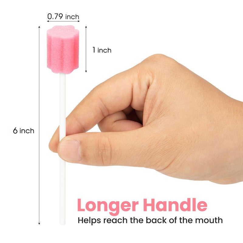Melonsun 300 Pcs Oral Swabs Disposable - Longer Unflavored & Sterile Dental Sponge Swabsticks - Individually Wrapped, Medical Grade, Latex-Free for Oral Care & Mouth Cleaning (Pink 300) - Image 3